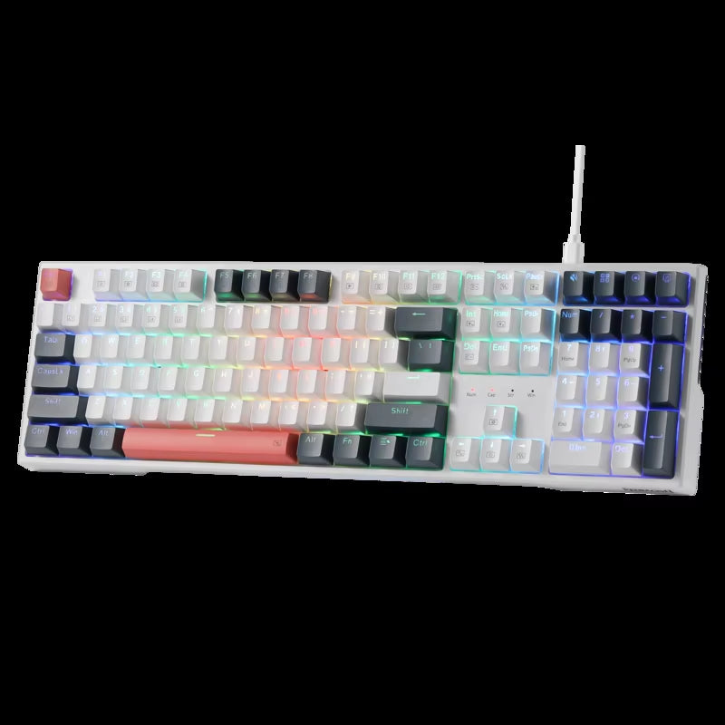 K668 RGB Gaming Keyboard, 108 Keys Wired Mechanical Keyboard W/Extra 4 Hotkeys Upgraded Hot-Swappable Socket,Red Switch