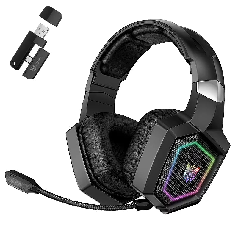 GT806 Tri-Mode Gaming Headset with Detachable Microphone for PS4, PC, Mobile Devices, 2.4Ghz Wireless 5.3 Dual Gaming He