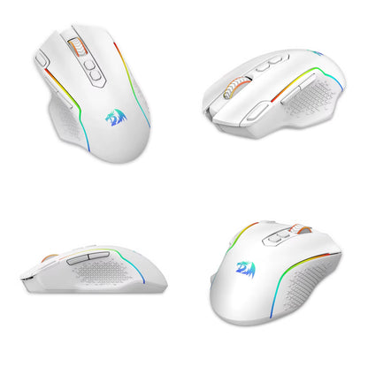 M810 Pro Wireless Gaming Mouse, 10000 DPI Wired Gamer Mouse W/ Rapid Fire Key, 8 Macro Buttons, Black/White Mouse