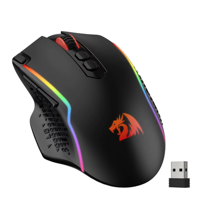 M810 Pro Wireless Gaming Mouse, 10000 DPI Wired Gamer Mouse W/ Rapid Fire Key, 8 Macro Buttons, Black/White Mouse