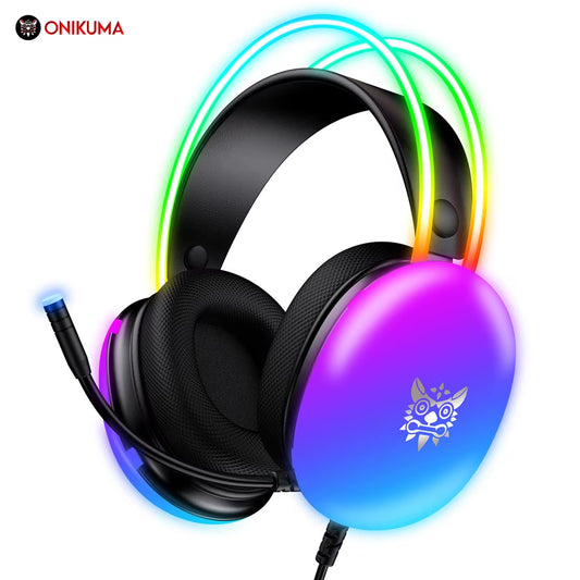 X25 RGB Wired Gaming Headset with HD Microphone Noise Reduction Gaming Headphone for Smartphone PC Computer E-Sports