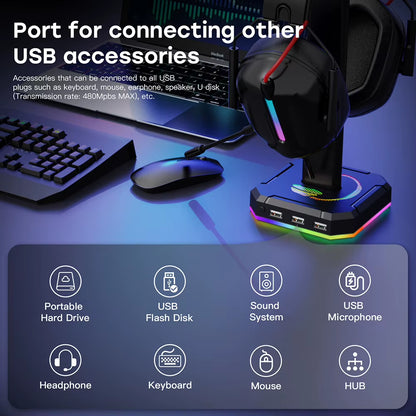 Aluminuim Alloy Headphone Stand RGB Backlight Headphone Bracket Display Rack Gaming Headset Holder Vertical Bracket Hanger
