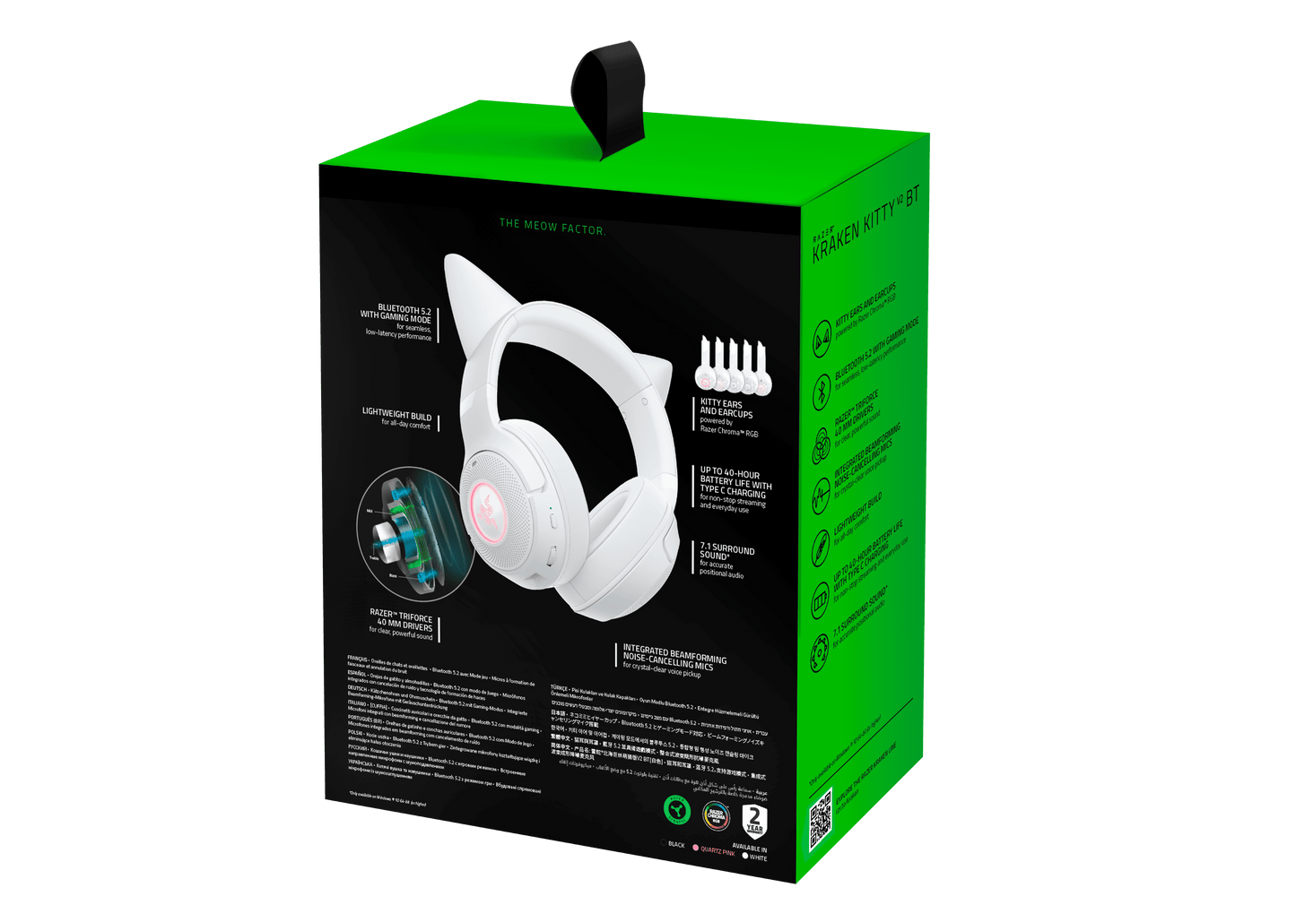 Kraken Kitty V2 Wireless Bluetooth Chroma Headset, White