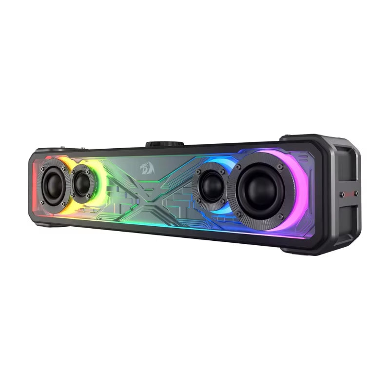 GS817 RGB 2.0 Channel Stereo Speakers Touch-Control Bluetooth 5.3 & 3.5Mm AUX Inputs Desktop Soundbar, Black