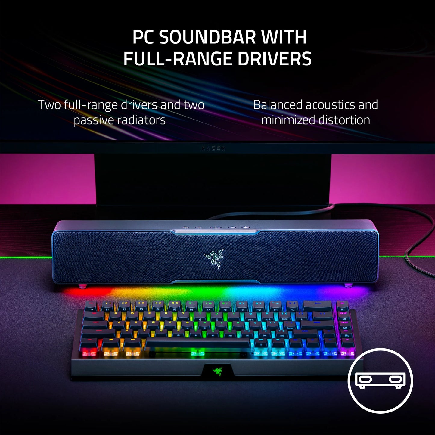 Leviathan V2 X PC Gaming Compact Soundbar: USB Type C, Bluetooth, High-Fidelity Stereo,  Chroma™ RGB
