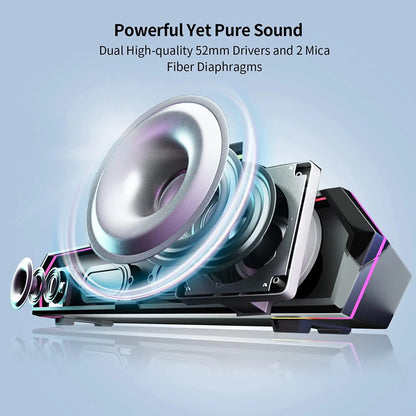 MG300 Computer Speakers Computer Soundbar: RGB LED Gaming Speakers Computer with Microphone