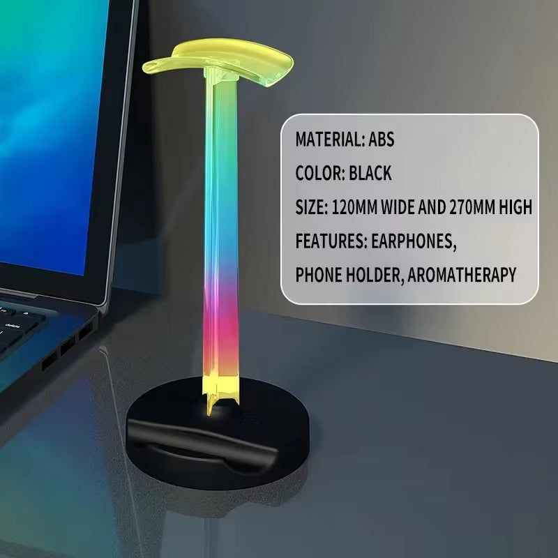 RGB Gaming Headphone Stand, Gaming Headset-Holder with USB Port, Multiple Color Mode, Earphone Hanger for Gamers Desktop