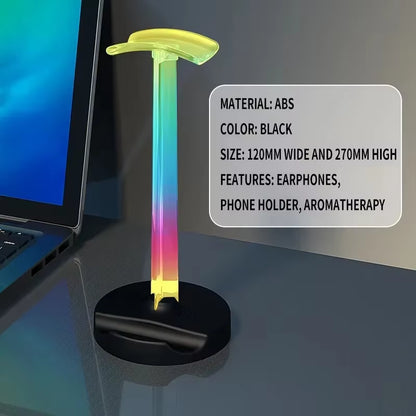 RGB Gaming Headphone Stand, Gaming Headset-Holder with USB Port, Multiple Color Mode, Earphone Hanger for Gamers Desktop
