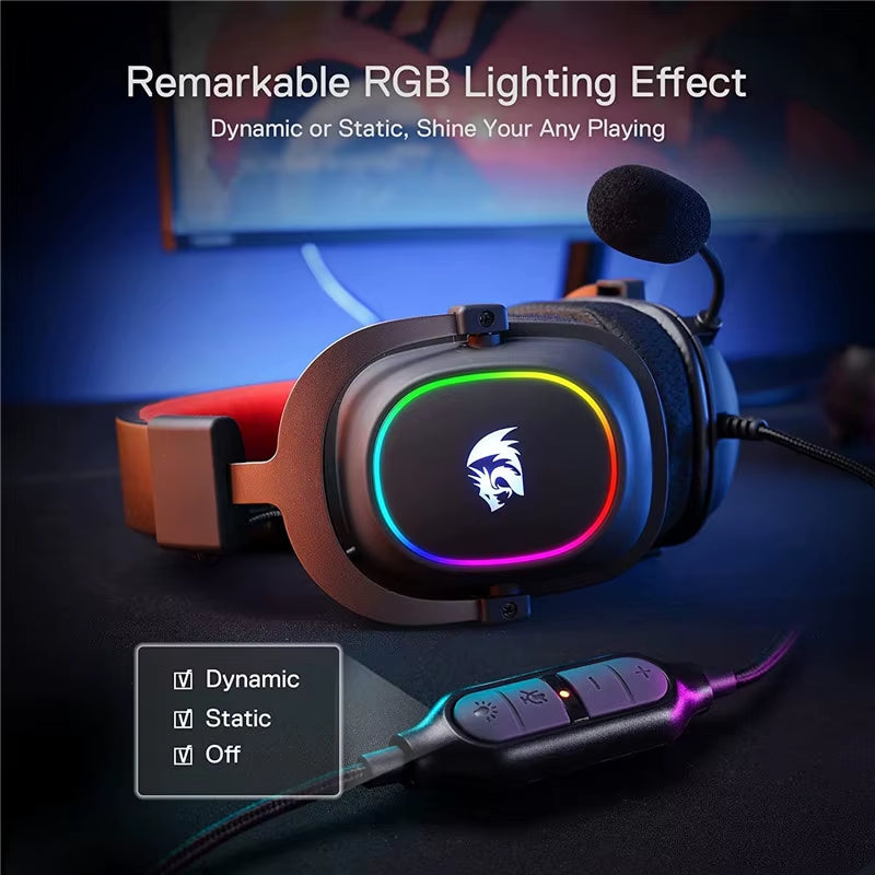 Redragon H510-RGB Zeus X Gaming Headphone Microphone Noise Cancelling 7.1 USB Surround Computer Headset Earphones EQ Controller