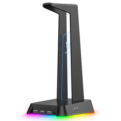 ONIKUMA Headphone Stand with RGB Light Headset Holder with 3*USB Ports & 3.5Mm Headphone Jack for PC Gamers