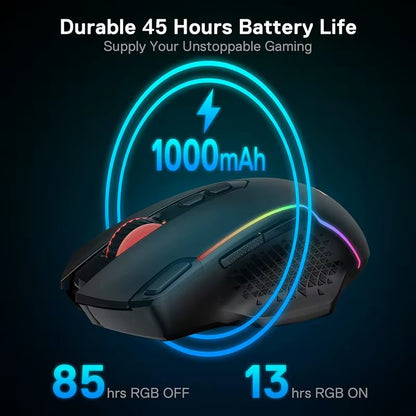 M810 Pro Wireless Gaming Mouse, 10000 DPI Wired Gamer Mouse W/ Rapid Fire Key, 8 Macro Buttons, Black/White Mouse