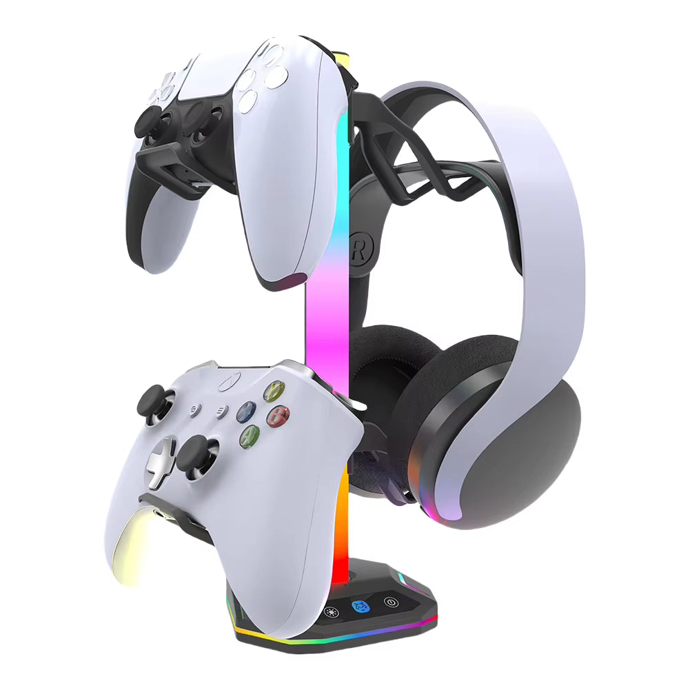 RGB Controller Stand for PS5/XBOX ,9 Light Modes Headphone Holder for Desk Headphone Stand & Detachable Controller Hook