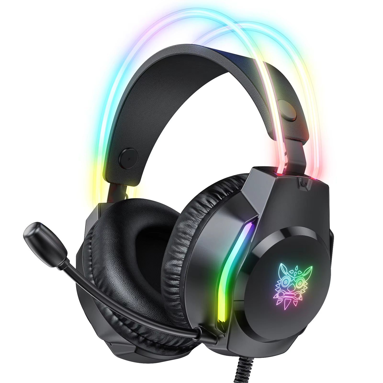 X26 Wired Headphone with Headband RGB Light Flexible Mic Gaming Headset Computer Wired Earphones for PC Gamer PS5