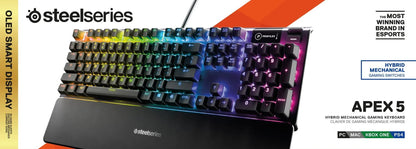 Apex 5 Mechanical Gaming Keyboard with Per-Key RGB Illumination and OLED Smart Display