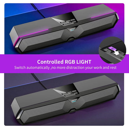MG300 Computer Speakers Computer Soundbar: RGB LED Gaming Speakers Computer with Microphone