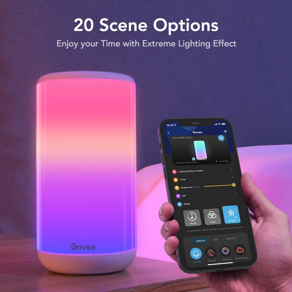 Aura LED Desk Lamp - RGBIC Color Changing, Dimmable, Indoor, Modern Style