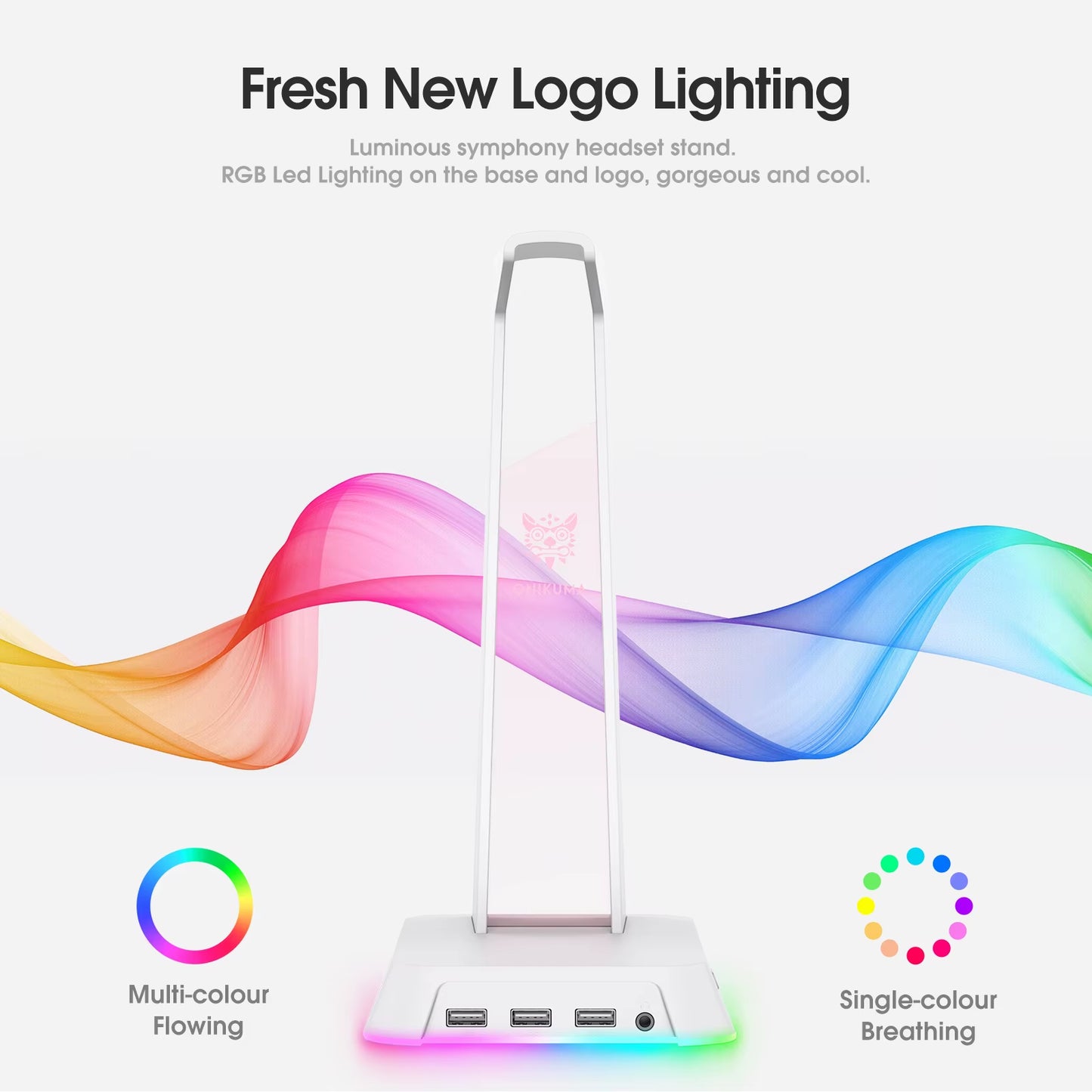 ONIKUMA Headphone Stand with RGB Light Headset Holder with 3*USB Ports & 3.5Mm Headphone Jack for PC Gamers