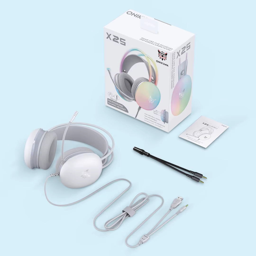 X25 RGB Wired Gaming Headset with HD Microphone Noise Reduction Gaming Headphone for Smartphone PC Computer E-Sports