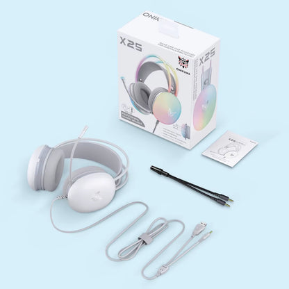 X25 RGB Wired Gaming Headset with HD Microphone Noise Reduction Gaming Headphone for Smartphone PC Computer E-Sports