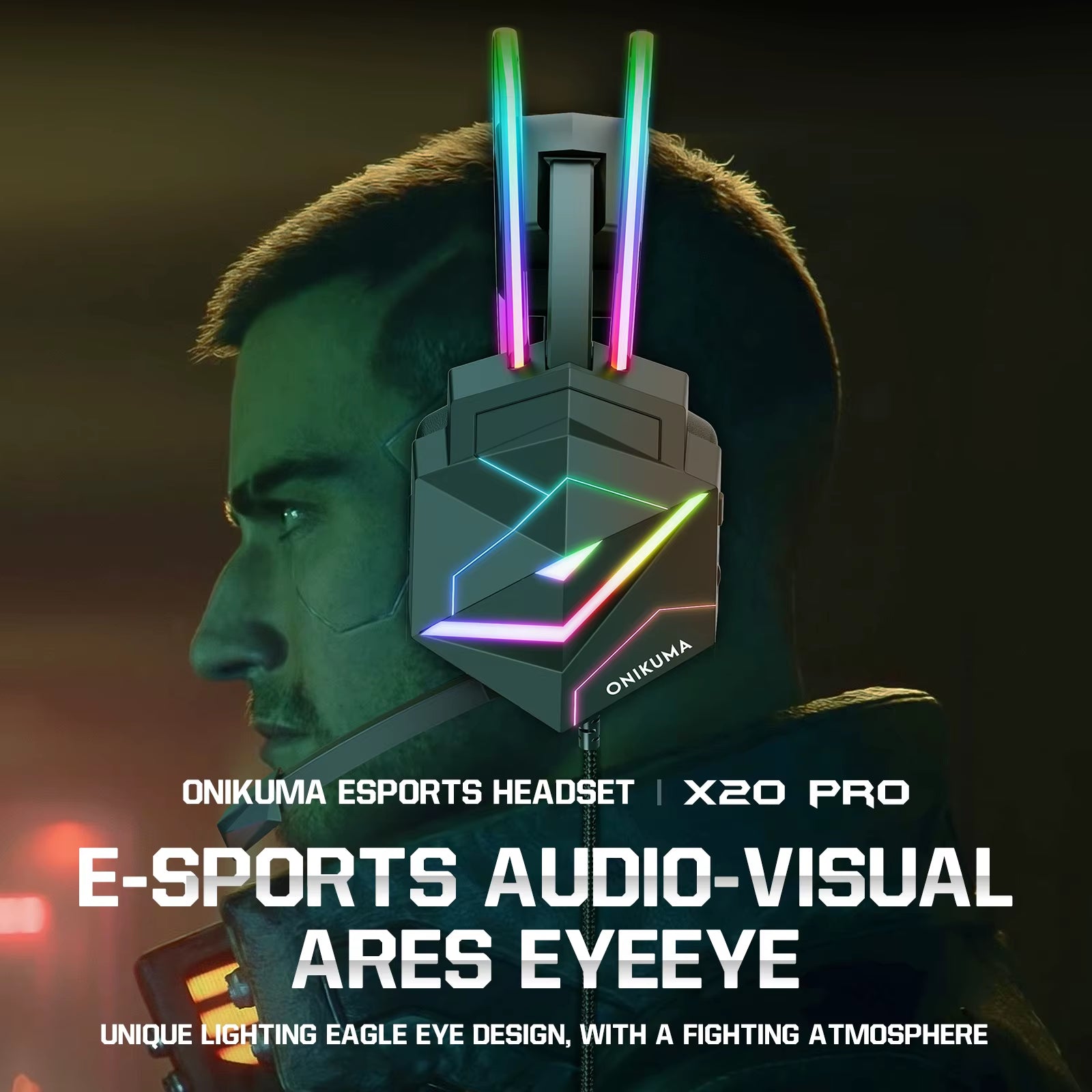X20 Gaming Headset with RGB Light Wired Headphones with Mic Bass Surround over Ear Full Light Earphone for PS5 PC