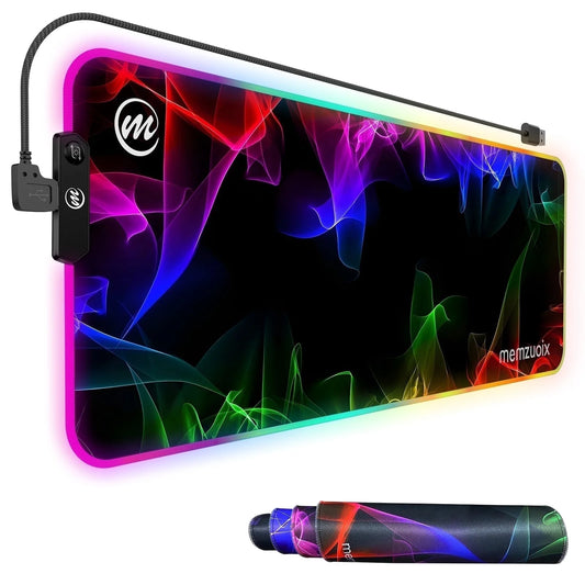 LED Mouse Pad 31.5×11.8 Inch, Large RGB Glow Gaming Mouse Pad for Computer Keyboard, 12 Cool Lighting Modes, Anti-Slip Base, Waterproof, Stain Resistant, Desk Mouse Pad for Wireless Mouse