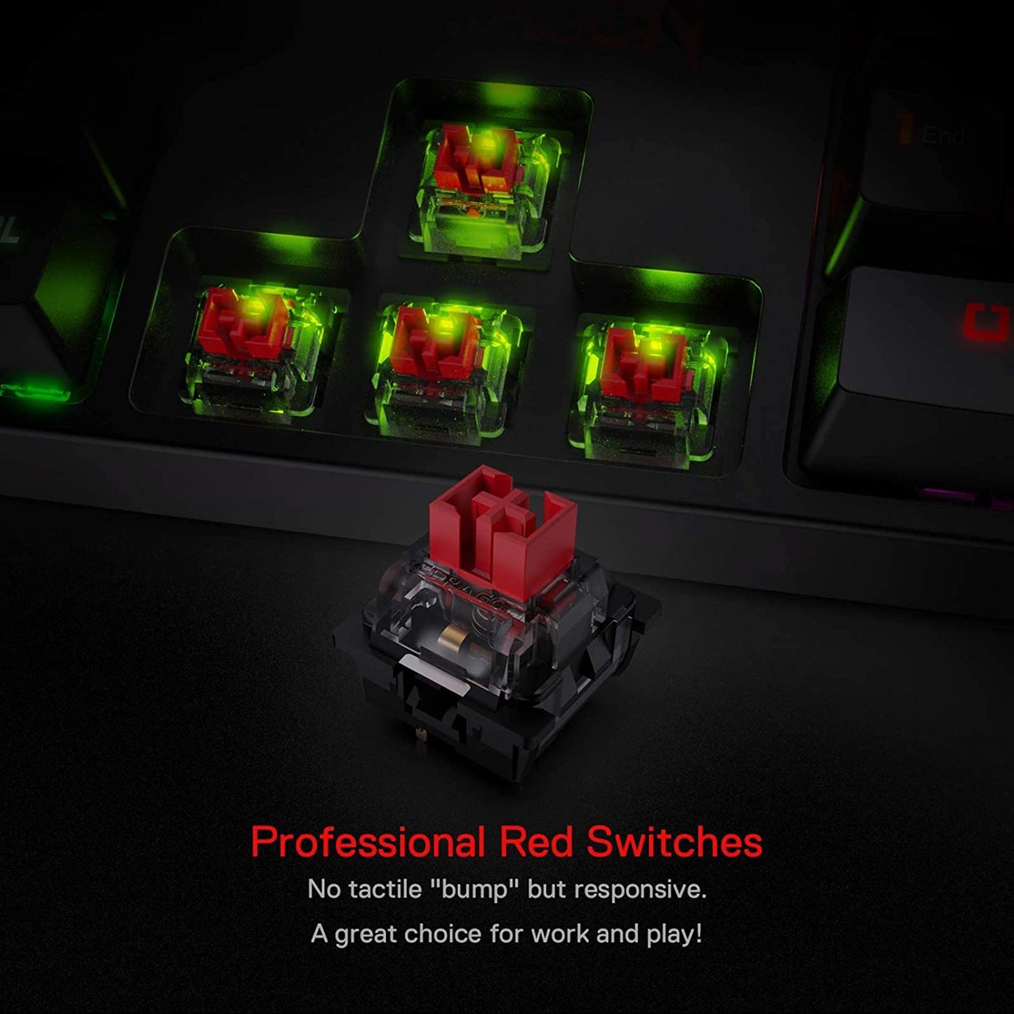 K582 RGB Mechanical Gaming Keyboard, 100% 104 Keys Standard Layout Gaming Keyboard with Double-Shot ABS Keycaps, Dynamic 16.8M RGB Backlit & Linear Red Switch, Redefine Software Supported