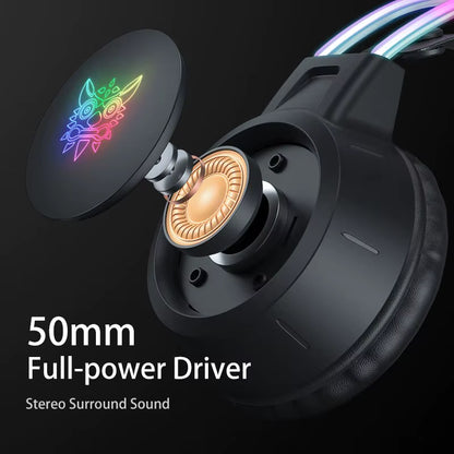 X15 Pro Over-Ear Headphones Gaming Headset Wired Cancelling Earphones Pink Cat Ears Rgb Light with Mic for PC PS4