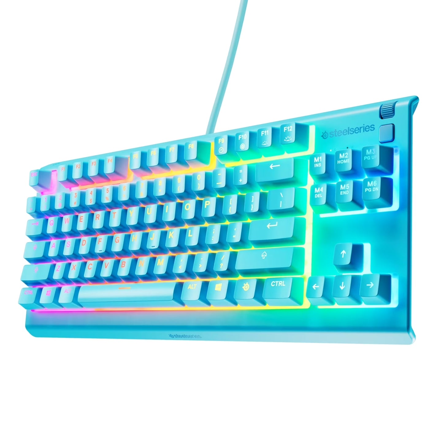 Apex 3 TKL Aqua RGB Gaming Keyboard — Tenkeyless Compact Form Factor — 8-Zone RGB Illumination — Water and Dust Resistant — Whisper-Quiet Gaming Switch