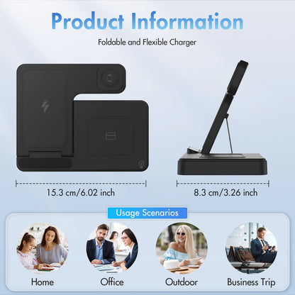 Wireless Charger,15W Wireless Charging Station Compatible with Iphone 17 16 15 14 13 12 11 8 Pro Max Mini plus X XR XS Max SE Plus,For Iwatch 10 9 8 7 6 5 4 3 2 SE Ultra,For Airpods 4 3 2