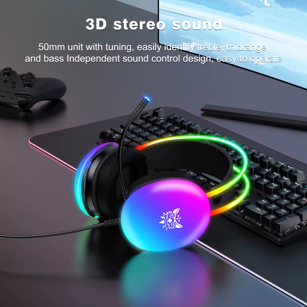 X25 RGB Wired Gaming Headset with HD Microphone Noise Reduction Gaming Headphone for Smartphone PC Computer E-Sports