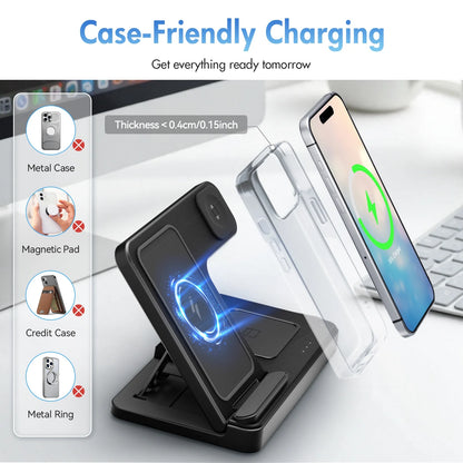 Wireless Charger,15W Wireless Charging Station Compatible with Iphone 17 16 15 14 13 12 11 8 Pro Max Mini plus X XR XS Max SE Plus,For Iwatch 10 9 8 7 6 5 4 3 2 SE Ultra,For Airpods 4 3 2