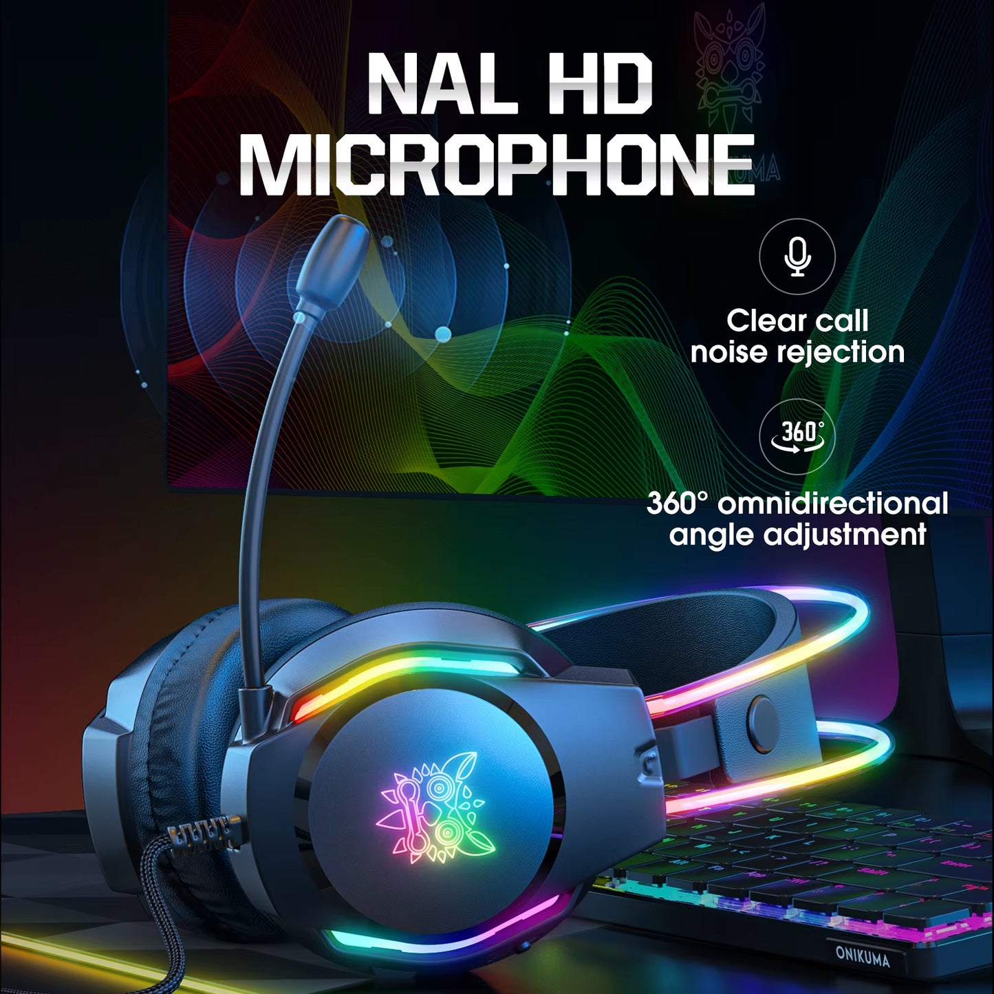 X26 Wired Headphone with Headband RGB Light Flexible Mic Gaming Headset Computer Wired Earphones for PC Gamer PS5