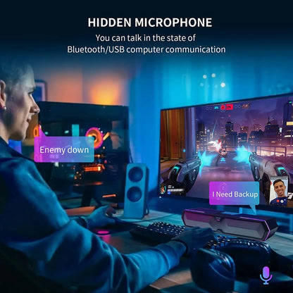 MG300 Computer Speakers Computer Soundbar: RGB LED Gaming Speakers Computer with Microphone