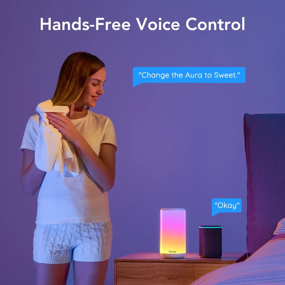 Aura LED Desk Lamp - RGBIC Color Changing, Dimmable, Indoor, Modern Style