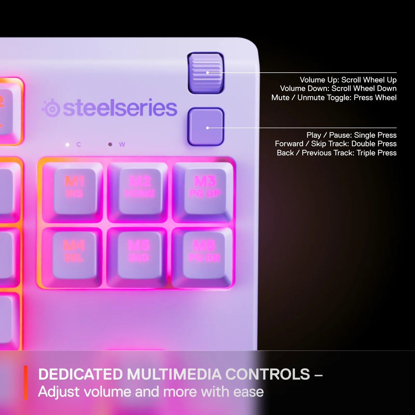 Apex 3 TKL Lavender RGB Gaming Keyboard — Tenkeyless Compact Form Factor — 8-Zone RGB Illumination — Water and Dust Resistant — Whisper-Quiet Gaming Switch