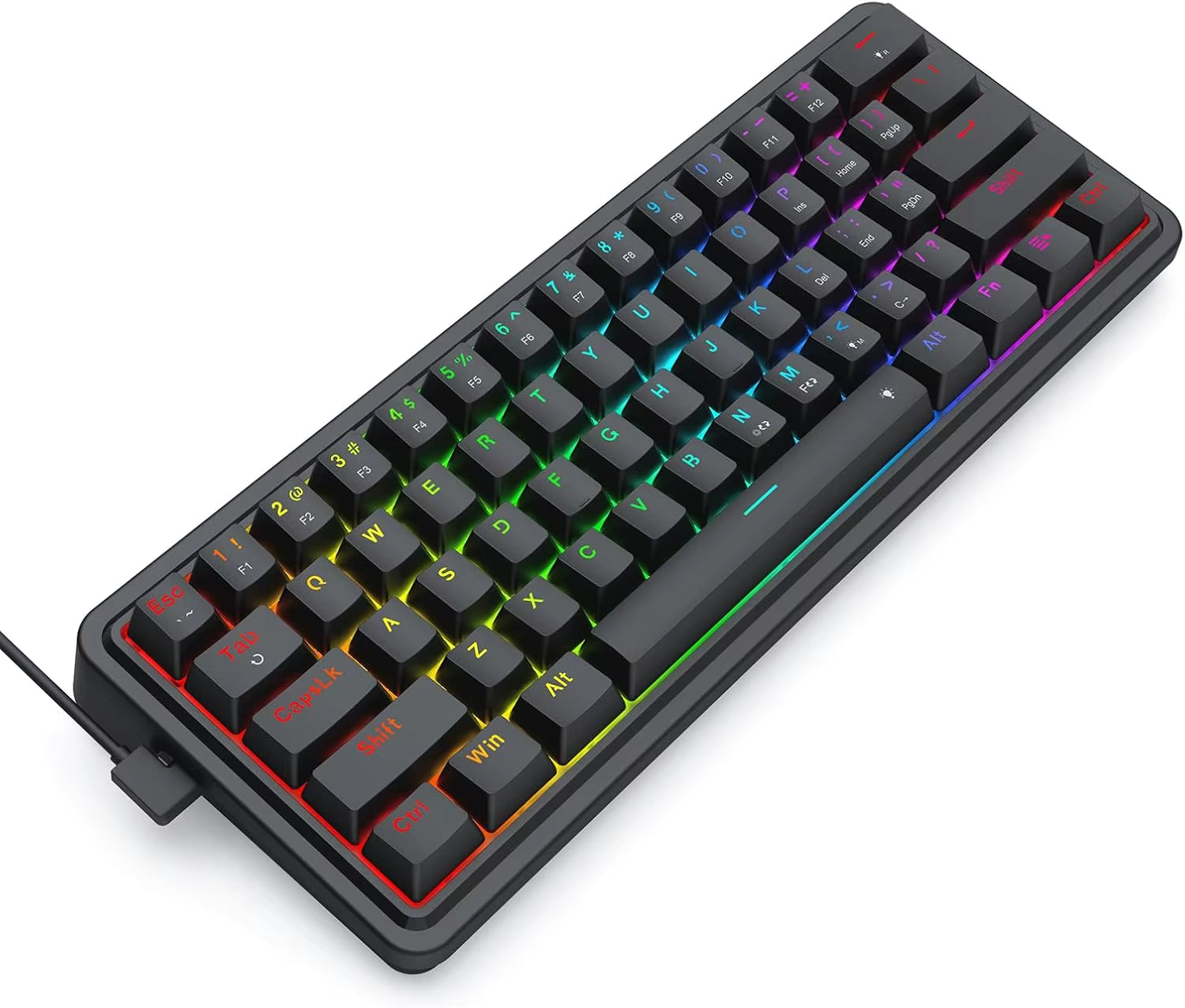 K722 60% Wired Gasket RGB Gaming 61 Keys Hot-Swap Compact Mechanical Keyboard，3-Layer Noise Dampening