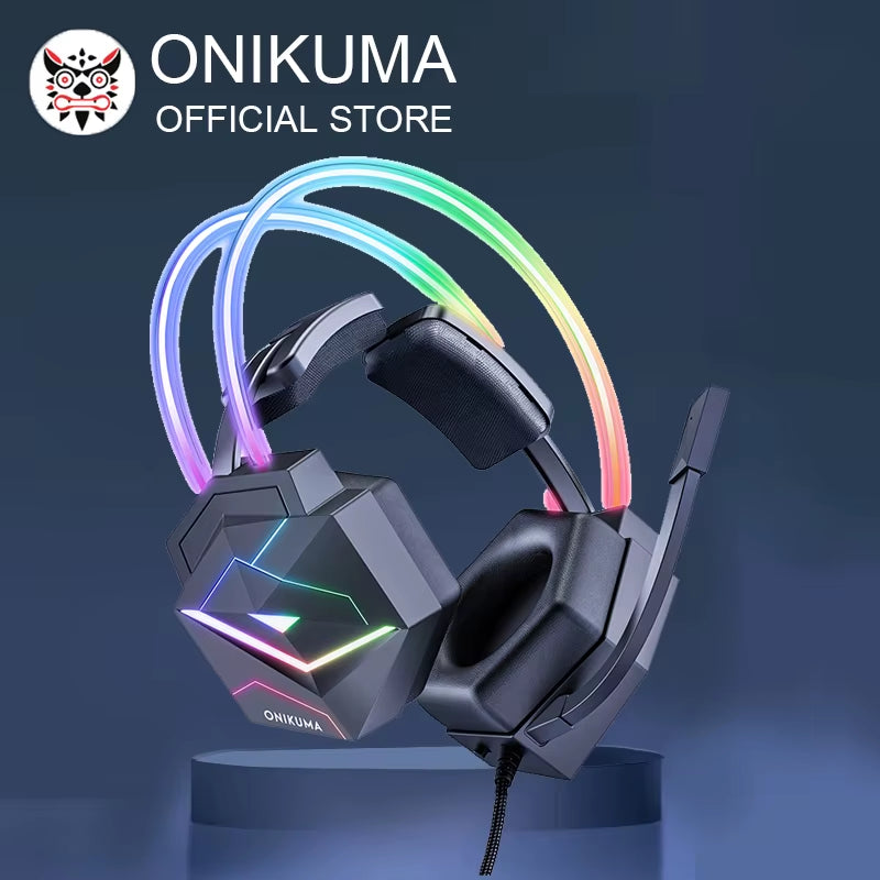 X20 Gaming Headset with RGB Light Wired Headphones with Mic Bass Surround over Ear Full Light Earphone for PS5 PC