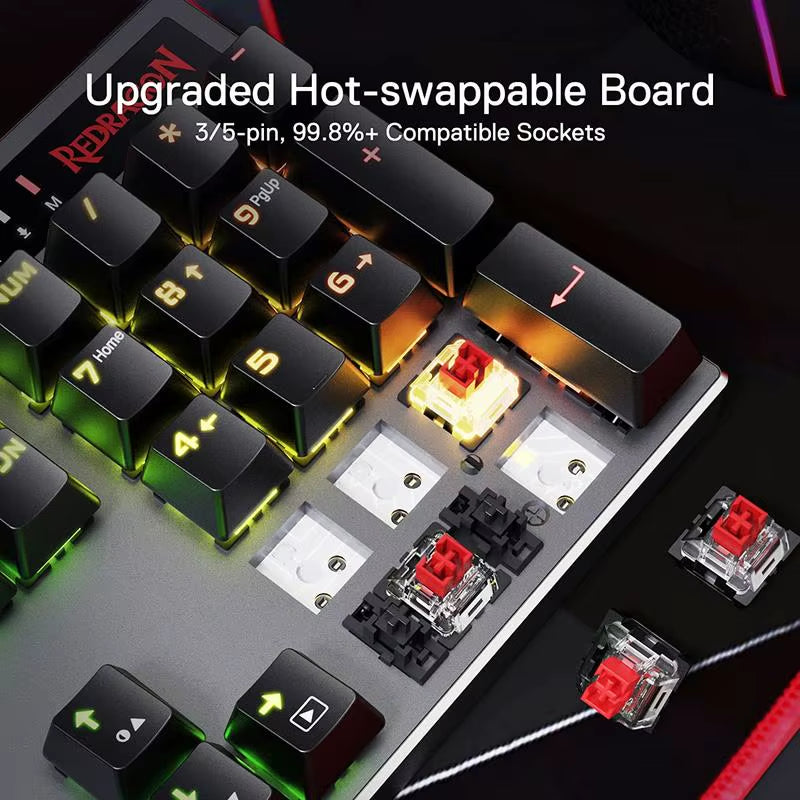 K556 PRO Upgraded Wireless RGB Gaming Bt/2.4Ghz Tri-Mode Mechanical Hot-Swap Linear Quiet Red Switch Keyboard