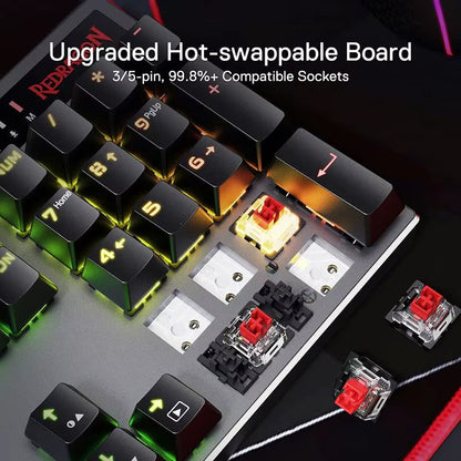 K556 PRO Upgraded Wireless RGB Gaming Bt/2.4Ghz Tri-Mode Mechanical Hot-Swap Linear Quiet Red Switch Keyboard