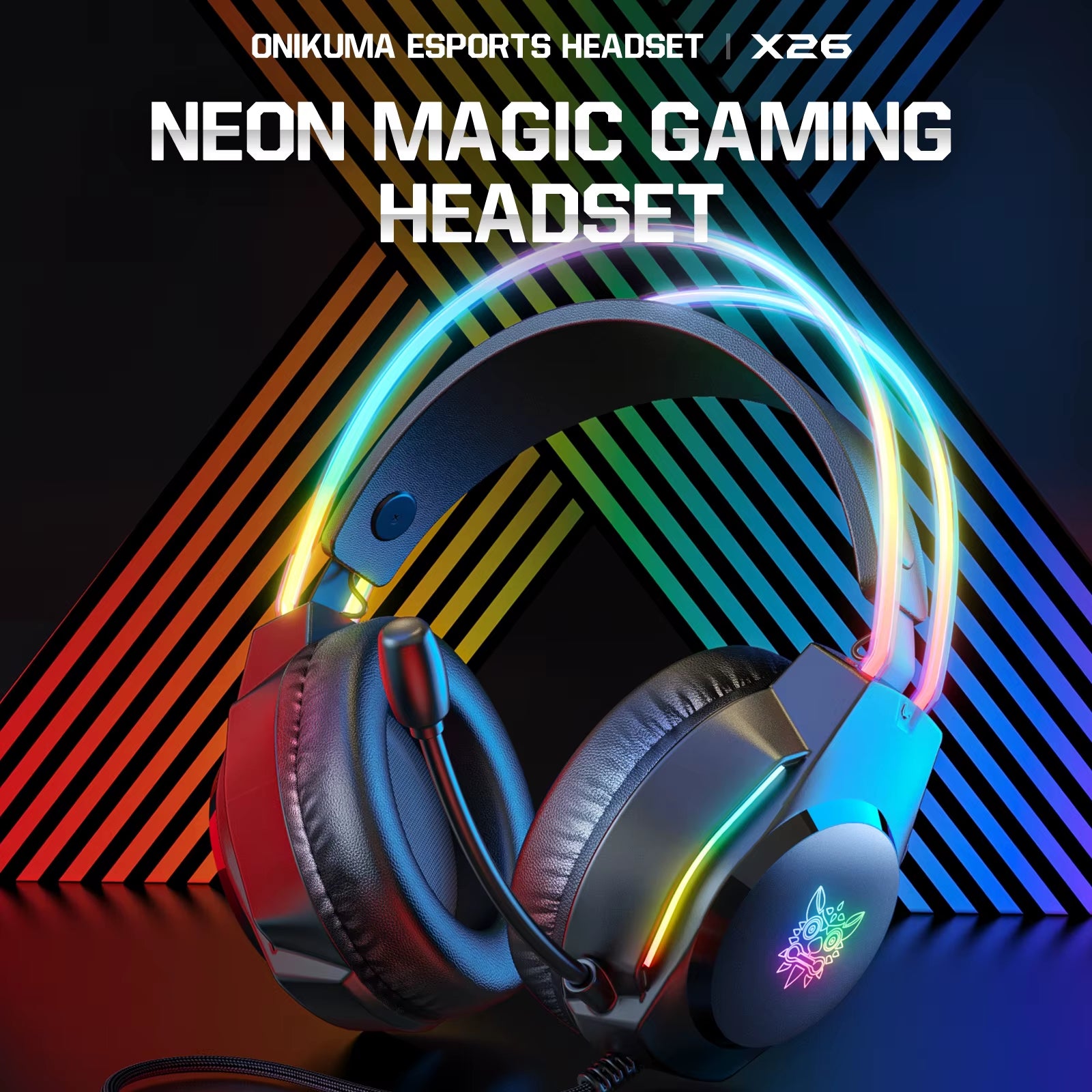 X26 Wired Headphone with Headband RGB Light Flexible Mic Gaming Headset Computer Wired Earphones for PC Gamer PS5