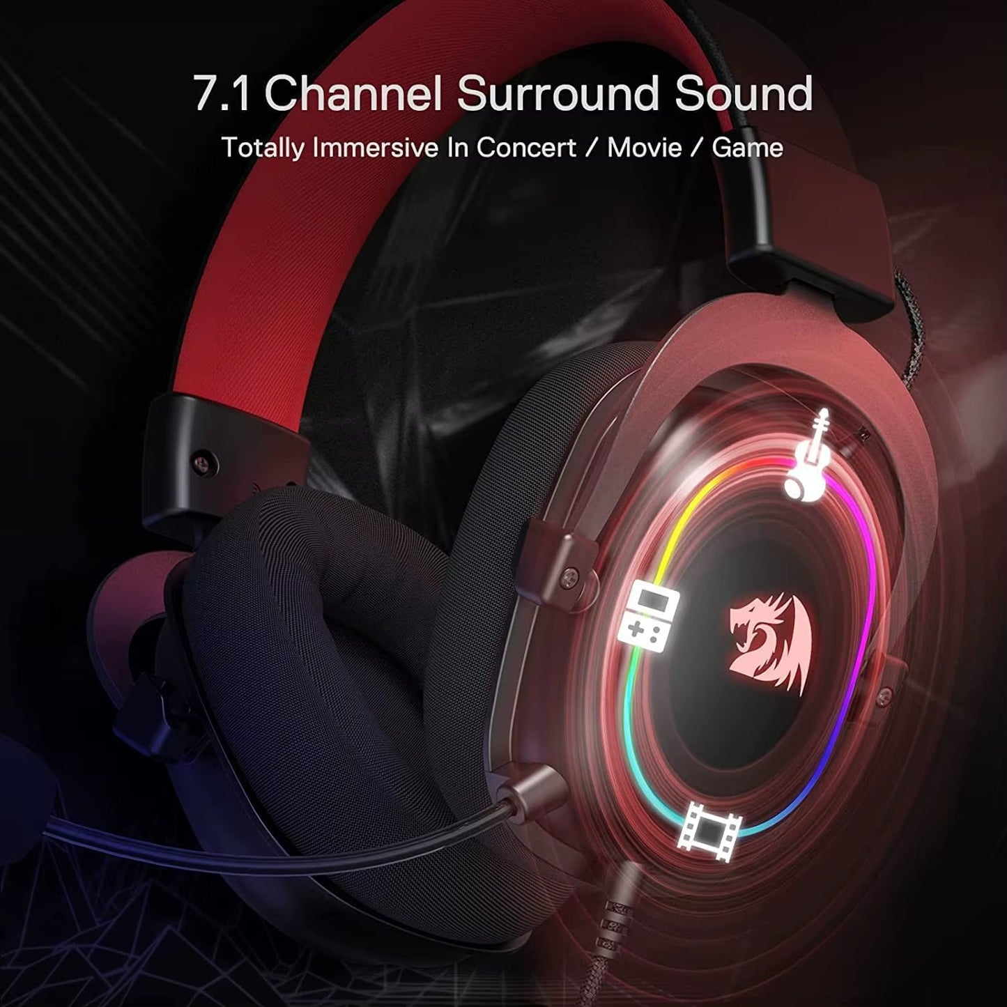H510 Zeus-X RGB Wired Backlit Gaming Headset 7.1 Surround Sound Multi Platforms Headphone