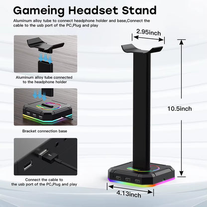 Aluminuim Alloy Headphone Stand RGB Backlight Headphone Bracket Display Rack Gaming Headset Holder Vertical Bracket Hanger