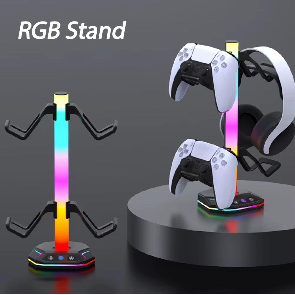 RGB Controller Stand for PS5/XBOX ,9 Light Modes Headphone Holder for Desk Headphone Stand & Detachable Controller Hook