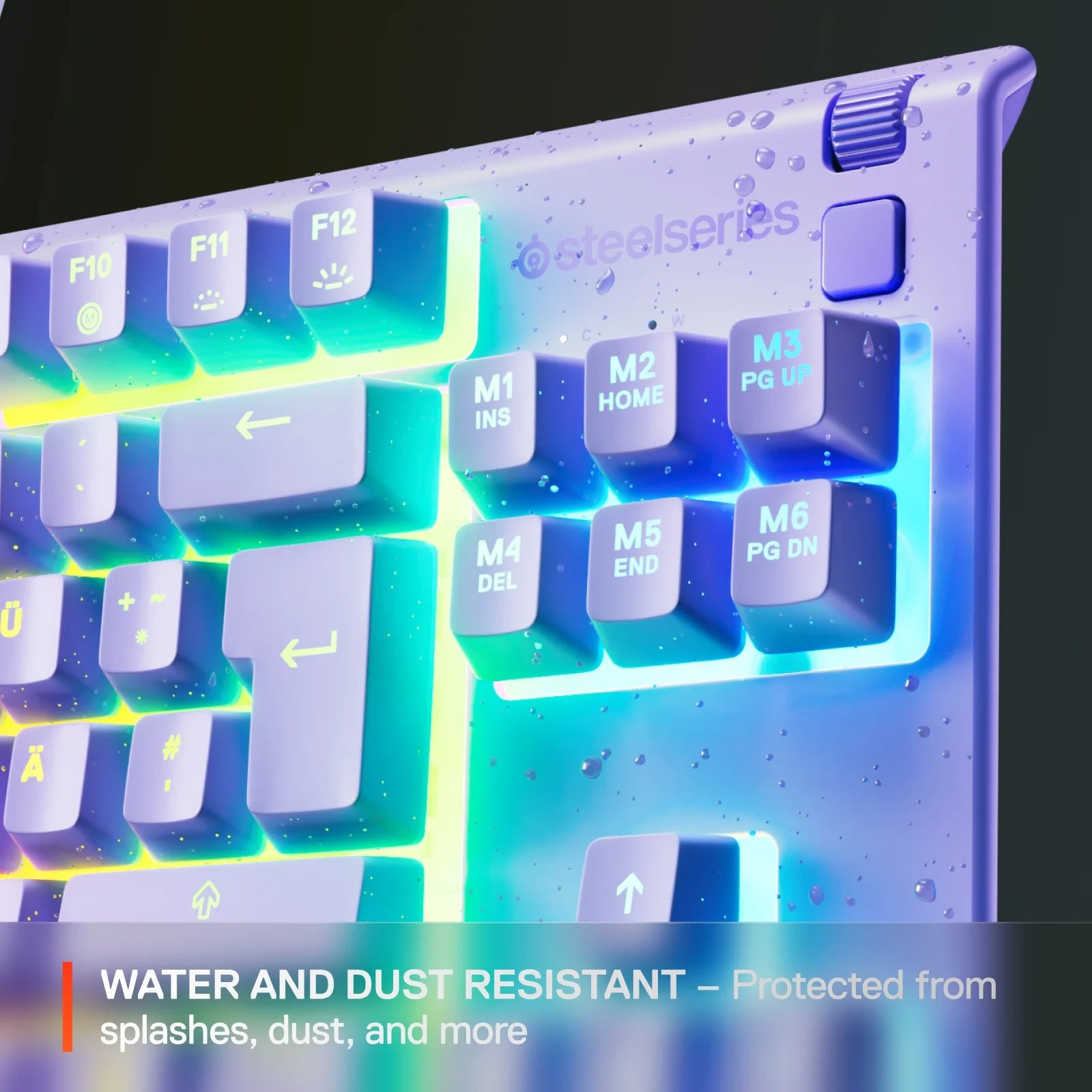 Apex 3 TKL Lavender RGB Gaming Keyboard — Tenkeyless Compact Form Factor — 8-Zone RGB Illumination — Water and Dust Resistant — Whisper-Quiet Gaming Switch
