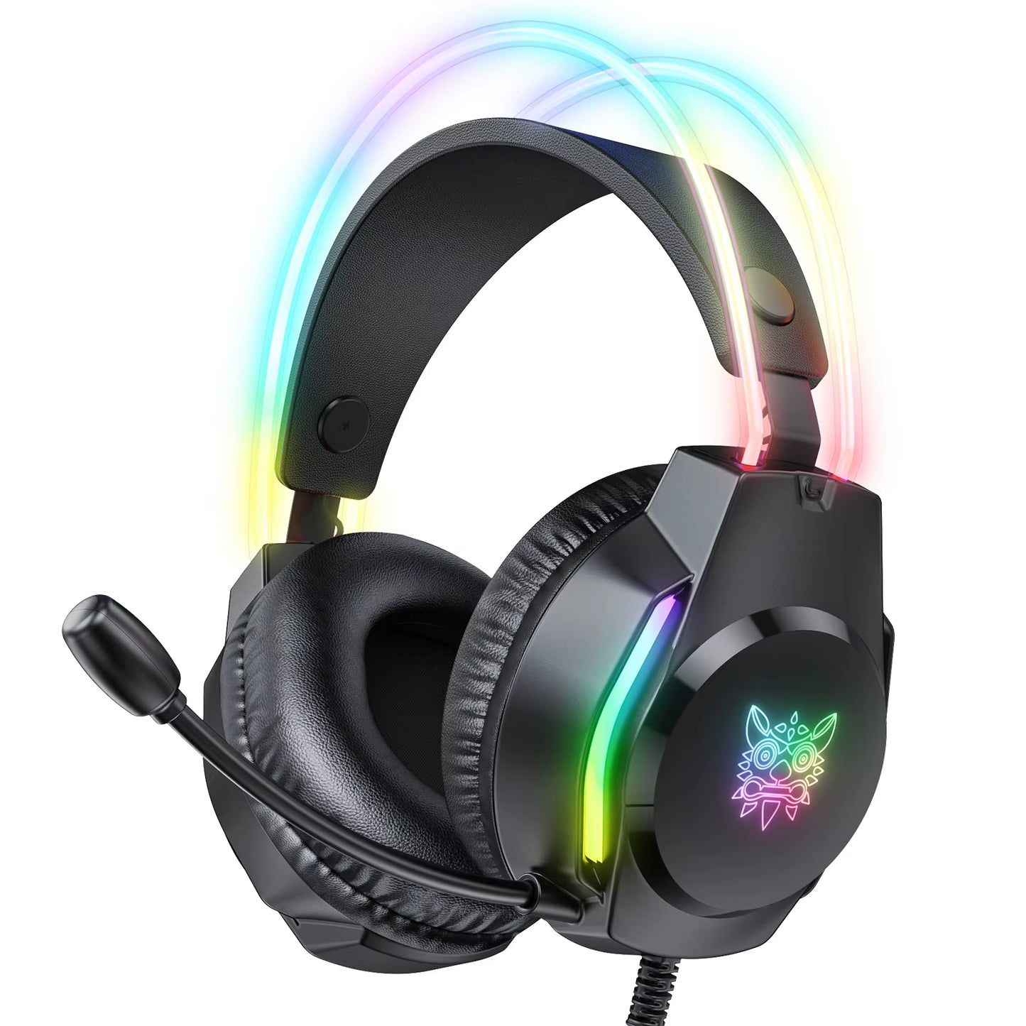 X26 Wired Headphone with Headband RGB Light Flexible Mic Gaming Headset Computer Wired Earphones for PC Gamer PS5