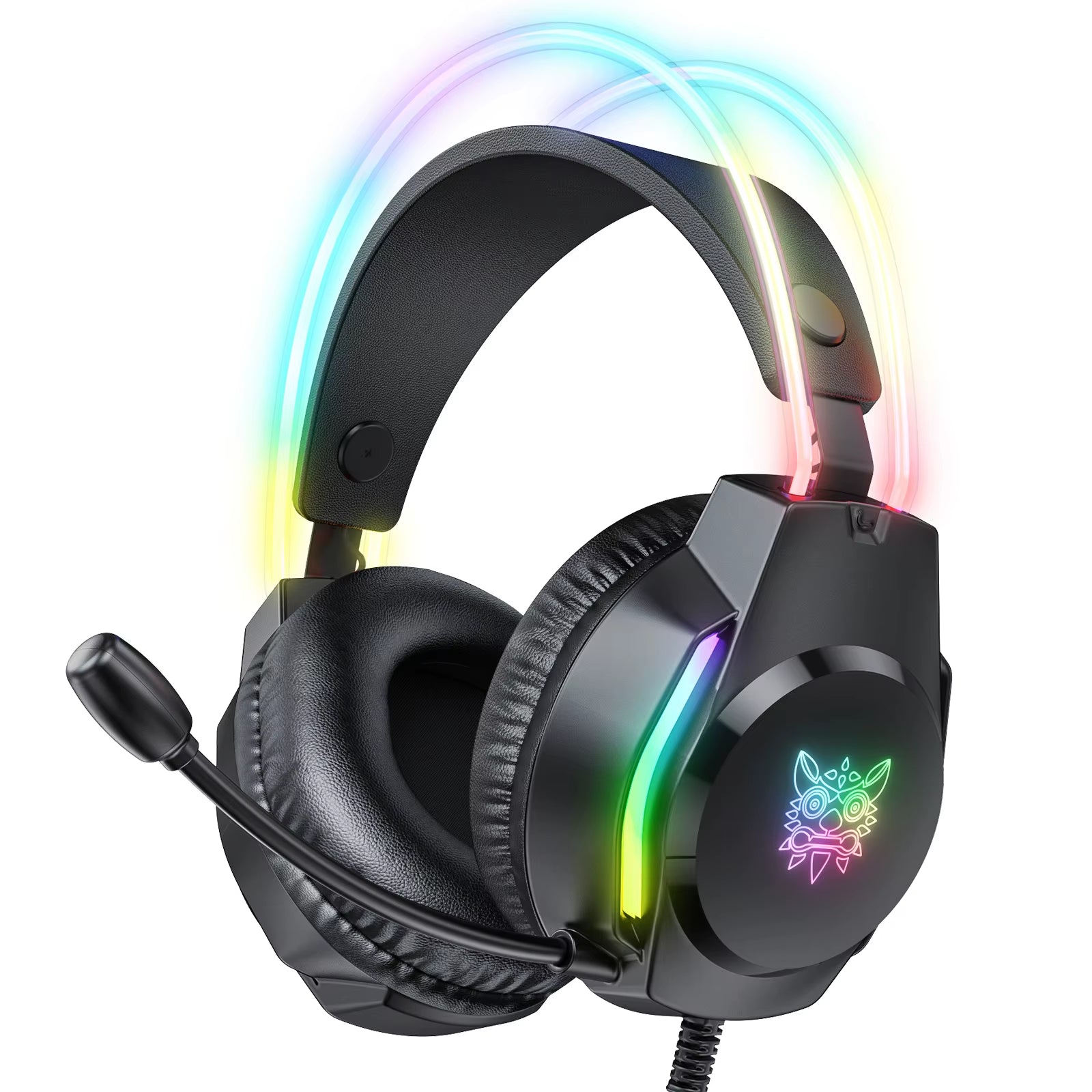 X26 Wired Headphone with Headband RGB Light Flexible Mic Gaming Headset Computer Wired Earphones for PC Gamer PS5
