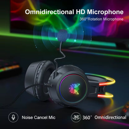 X15 Pro Over-Ear Headphones Gaming Headset Wired Cancelling Earphones Pink Cat Ears Rgb Light with Mic for PC PS4