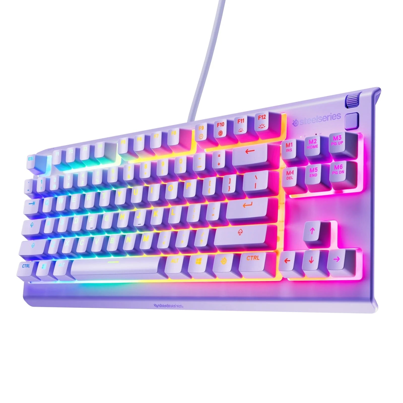 Apex 3 TKL Lavender RGB Gaming Keyboard — Tenkeyless Compact Form Factor — 8-Zone RGB Illumination — Water and Dust Resistant — Whisper-Quiet Gaming Switch