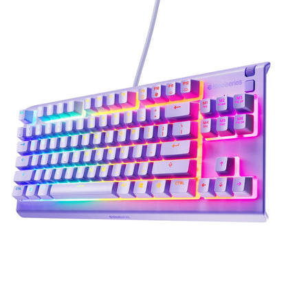 Apex 3 TKL Lavender RGB Gaming Keyboard — Tenkeyless Compact Form Factor — 8-Zone RGB Illumination — Water and Dust Resistant — Whisper-Quiet Gaming Switch