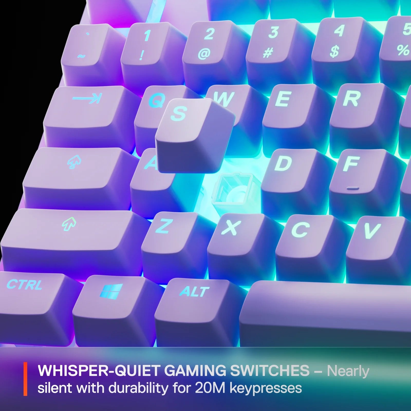 Apex 3 TKL Lavender RGB Gaming Keyboard — Tenkeyless Compact Form Factor — 8-Zone RGB Illumination — Water and Dust Resistant — Whisper-Quiet Gaming Switch